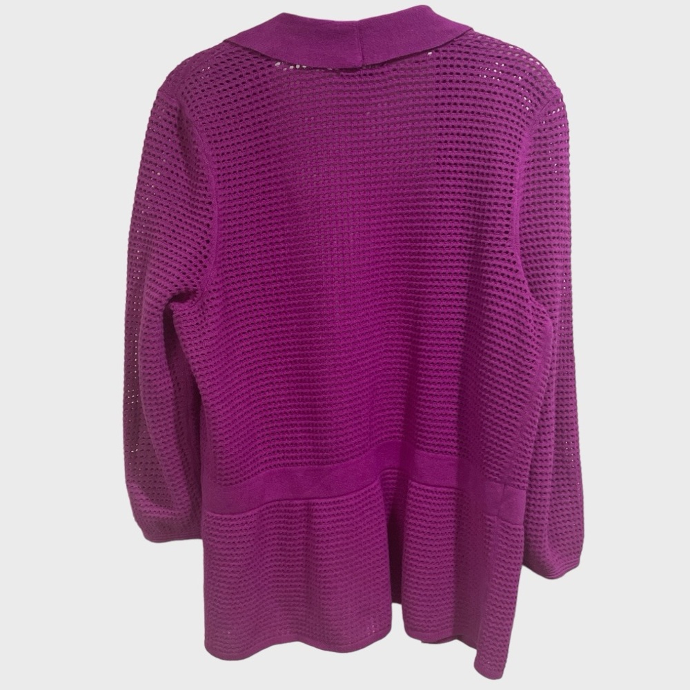 Alfani Fuchsia Open Knit Linen Blend Cardigan Size Large ( NWOT) - Picture 5 of 11